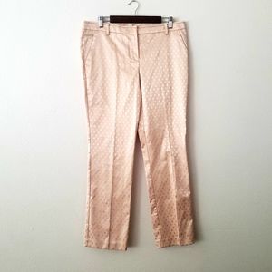 NY & Co Cream Shiny Diamond Print Stretch Pants 12